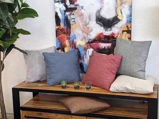 Coussin grège LINEN ( 18''x 18'') - coussins Livia - Literie-Déco et moi 