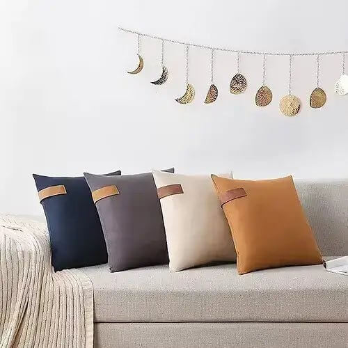 Coussin Leather Stripe - Beige ( 18''x 18'') - coussins Livia - Literie-Déco et moi 