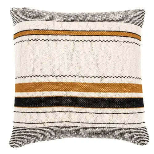  Coussin naturel et noir CALICO ( 18'' X 18'')- Par Brunelli de Brunelli – PRODUIT  de qualité chez Literie & Déco et Moi