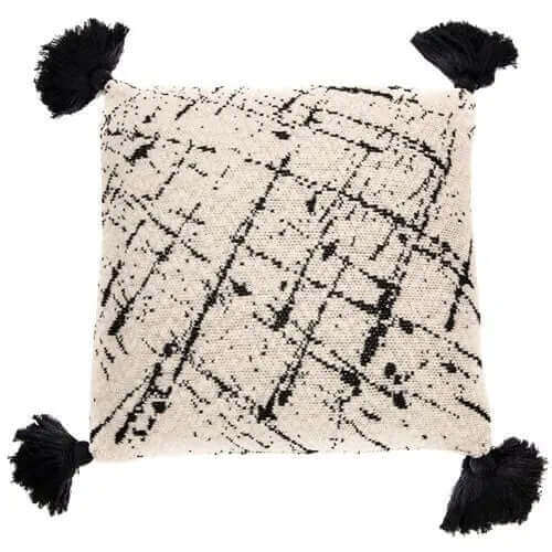  Coussin naturel et noir CHAPLIN ( 18'' X 18'')- Par Brunelli de Brunelli – PRODUIT  de qualité chez Literie & Déco et Moi