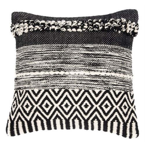 Coussin noir et blanc IZEL ( 18'' X 18'' ) - Par Brunelli - Literie - Déco et moi