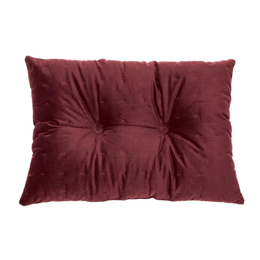 Coussin rectangulaire en velours bourgogne RIAD- Par Brunelli coussins  ,disponible chez Literie-Déco et moi 