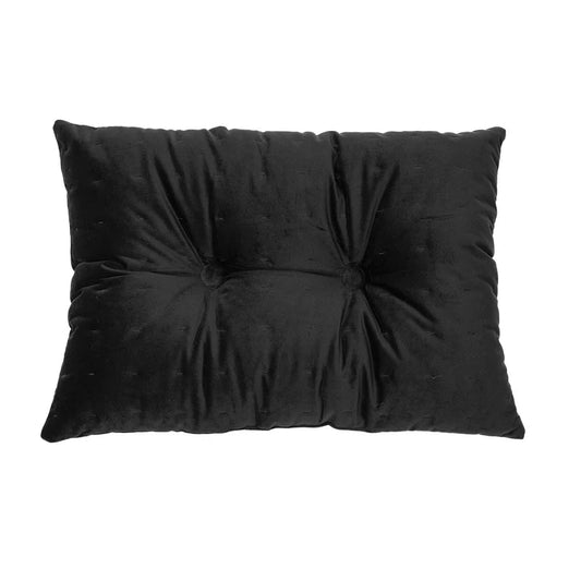 Coussin rectangulaire en velours noir RIAD- Par Brunelli coussins  ,disponible chez Literie-Déco et moi 