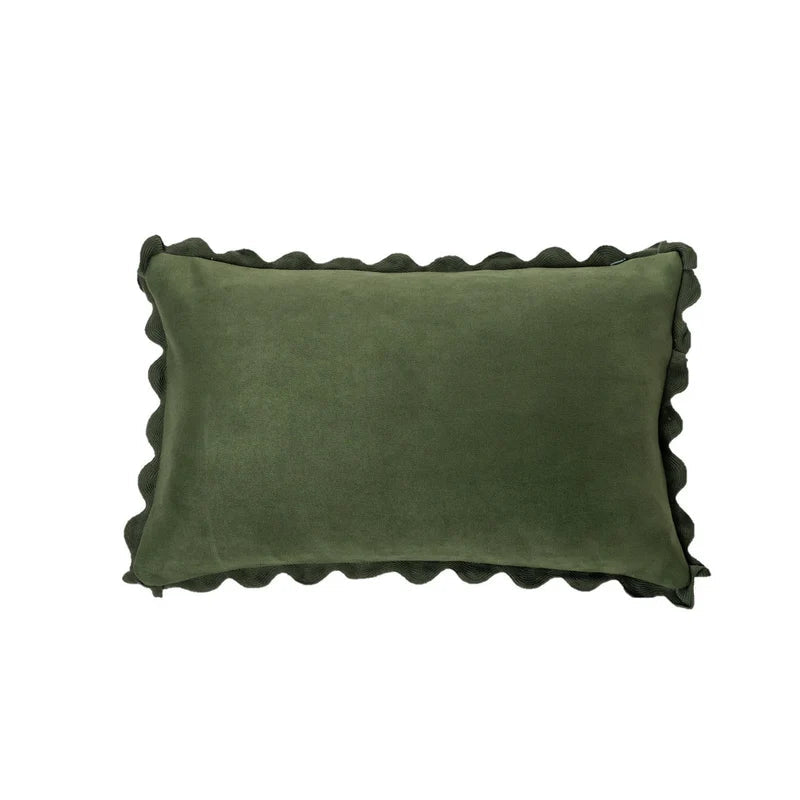 Coussin rectangulaire vert en suédine Ivory ( 12'' x 20'')- Par Brunelli - Literie-Déco et moi