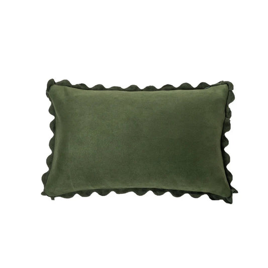 Coussin rectangulaire vert en suédine Ivory ( 12'' x 20'')- Par Brunelli - Literie-Déco et moi