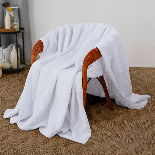 Couverture en 100% coton gaufré EROS ( Blanche ) - Couverture tricot daniadown - $119.99! Literie-Déco et moi 