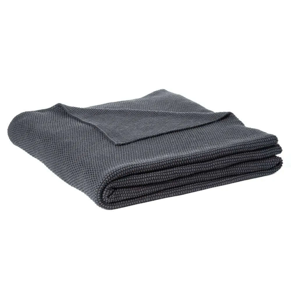 Couverture en tricot noir CHARLY- Par Brunelli - Couverture tricot Brunelli - Literie-Déco et moi 