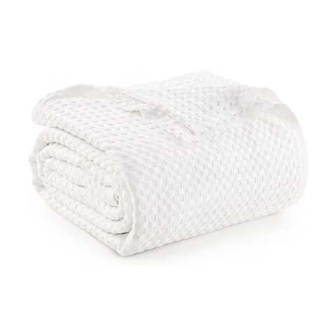 Couverture gaufrée blanche Waffle (78''x 94'') - Couvertures Literie & Déco et moi - Literie-Déco et moi 