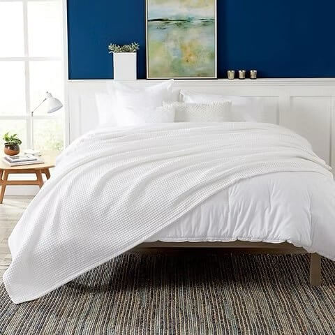 Couverture gaufrée blanche Waffle (78''x 94'') - Couvertures Literie & Déco et moi - Literie-Déco et moi 