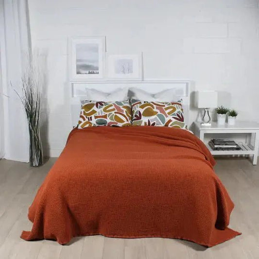 Couverture PORTO ( Orange ) - Literie - Déco et moi