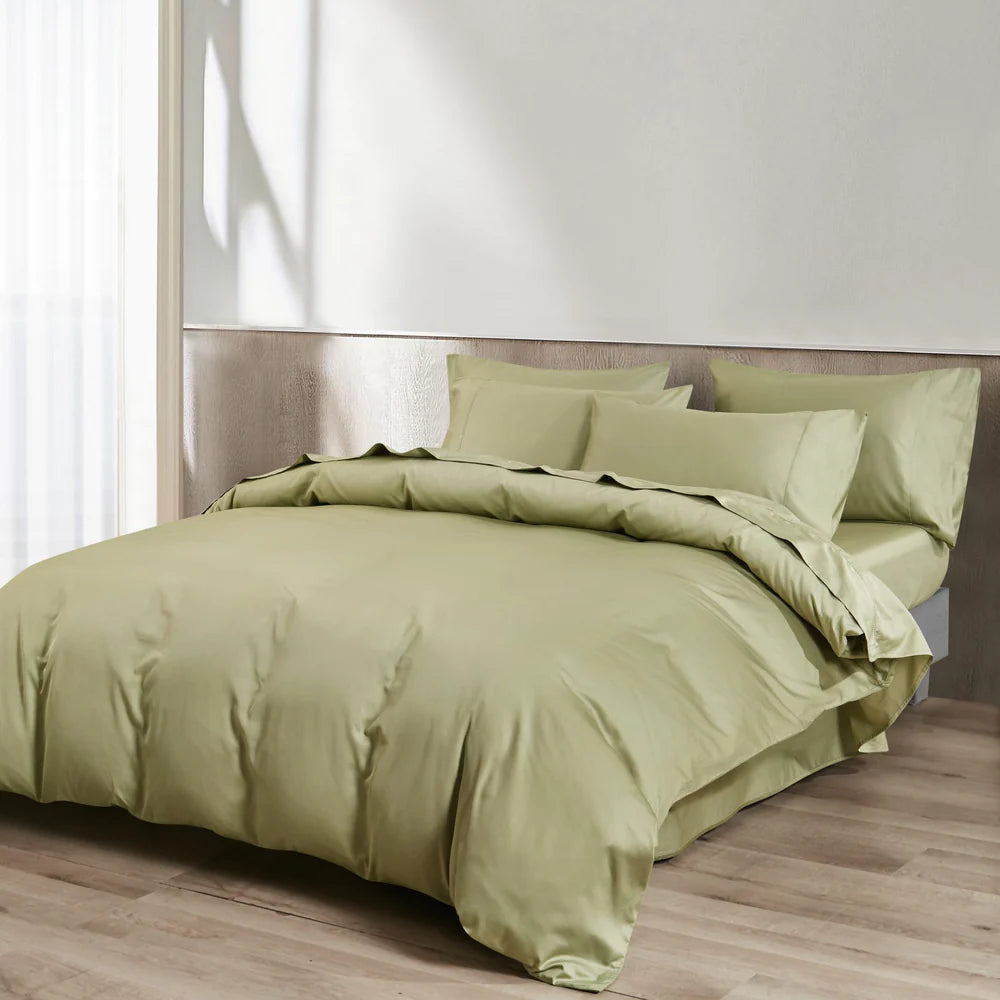 Housse de couette en coton PIMA ( 400 fils )- Vert Cypress Housse de couette  ,disponible chez Literie-Déco et moi 