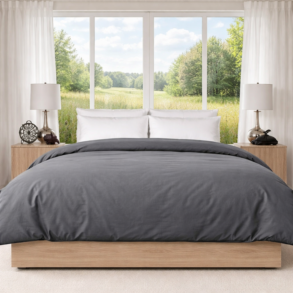  Housse de couette Collection Raffinée ( 100% coton égyptien )- Gris pâle de Literie & Déco et moi – PRODUIT  de qualité chez Literie & Déco et Moi