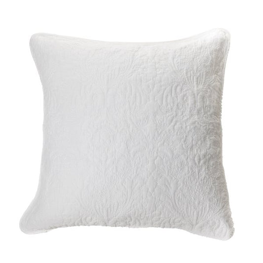 Cache coussin piqué blanc DAMASK ( 18'' X 18'')- Par Brunelli Cache coussin  ,disponible chez Literie-Déco et moi 