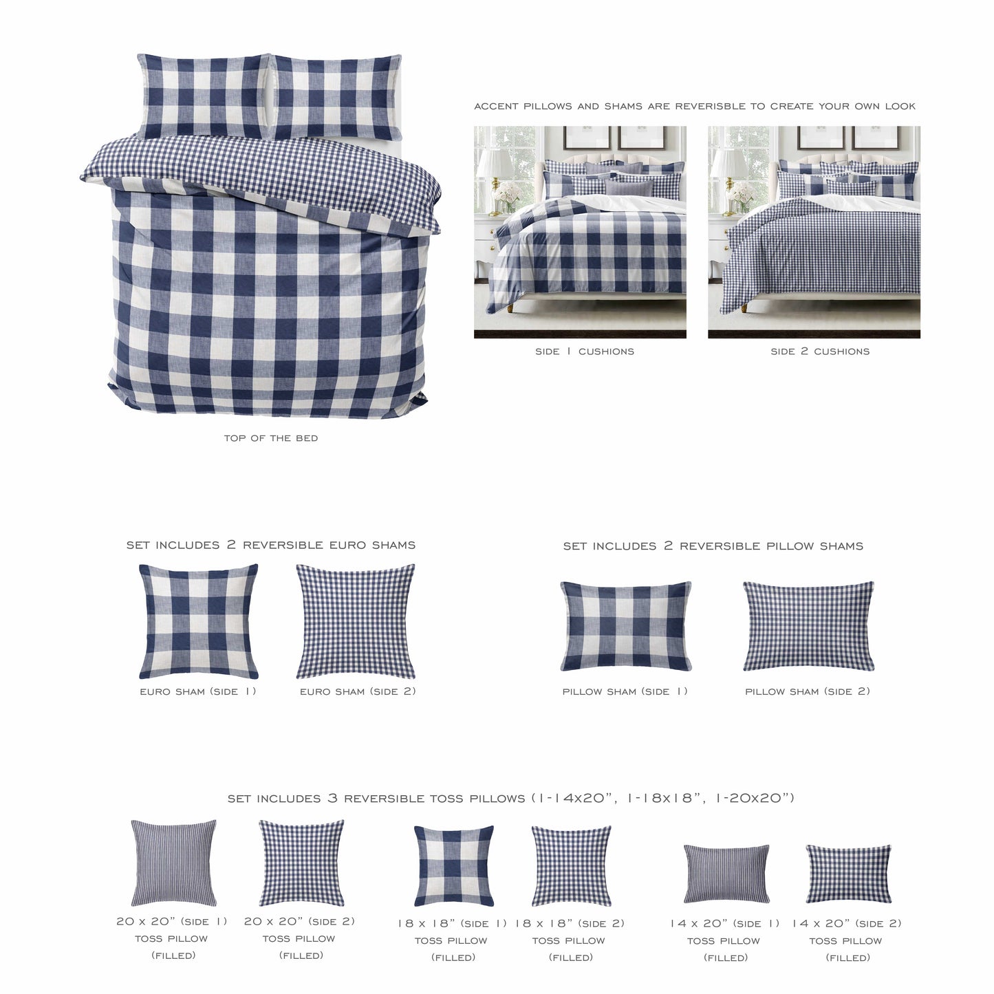 FAIT AU CANADA-Ensemble 8 pièces-WALKER BUFFALO (Indigo) -Par Cocha Linens - Douillette, Couvre-lit, Housse de couette Colcha Linens - Literie-Déco et moi 