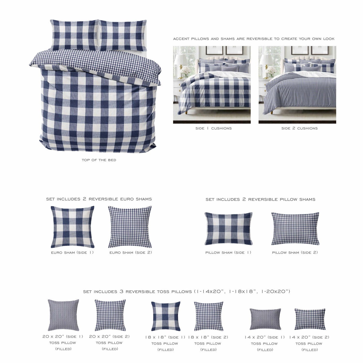 FAIT AU CANADA-Ensemble 8 pièces-WALKER BUFFALO (Indigo) -Par Cocha Linens - Douillette, Couvre-lit, Housse de couette Colcha Linens - Literie-Déco et moi 