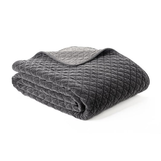 Foulard de lit en velours gris DOVE Chemin de lit  ,disponible chez Literie-Déco et moi 