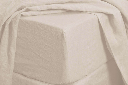 Drap contour en lin naturel ARENA – Fait au Canada | Drap housse en lin premium - Draps rjs trading - Literie-Déco et moi 