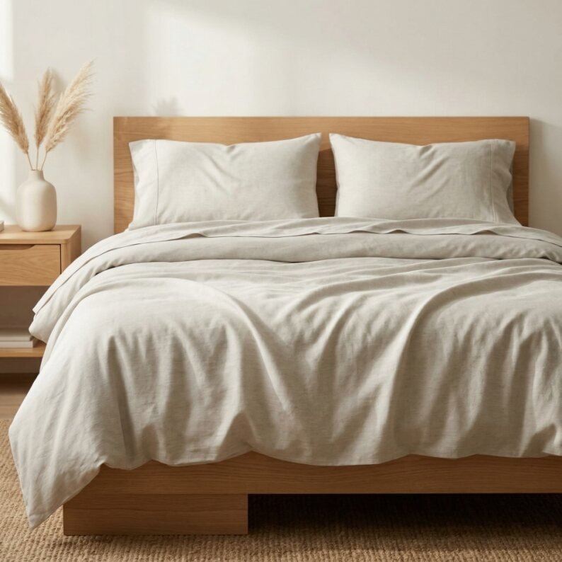 Drap-housse bambou /  Lin ( Naturel ) - Housse de couette Literie & Déco et moi - Literie-Déco et moi 