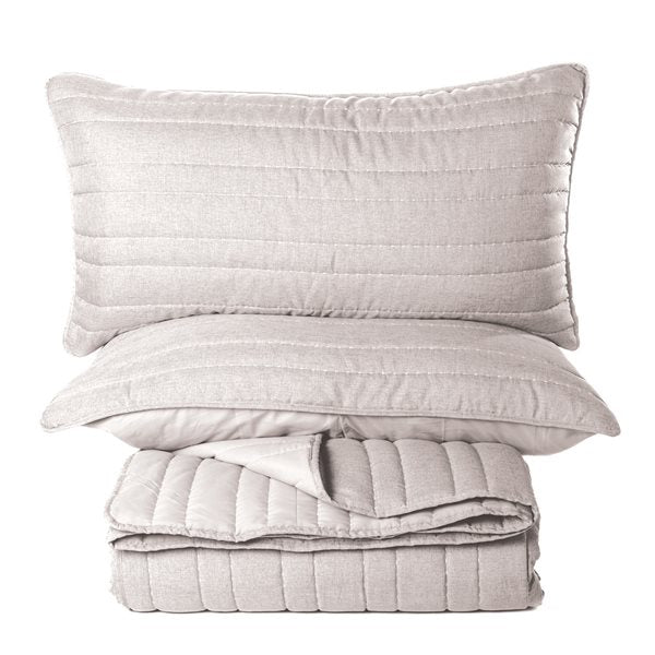 Ensemble de courtepointe  DUMPLING  ( Naturel )- Par Brunelli (livraison printemps 2025 ) Courtepointe  ,disponible chez Literie-Déco et moi 