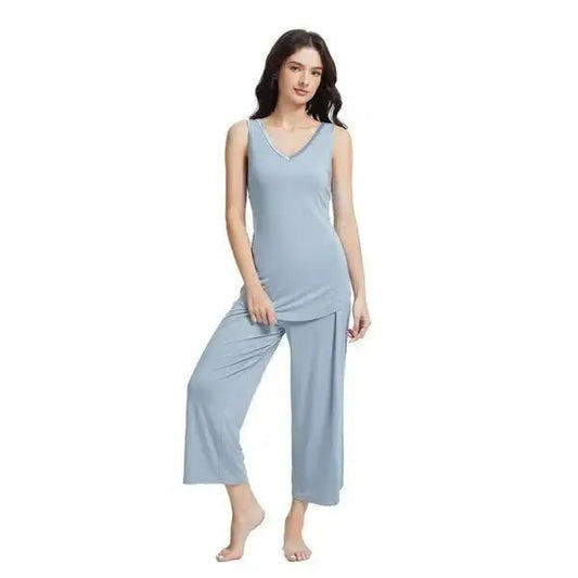 Ensemble capri en bambou ( Bleu Céleste) - Vetement de nuit Daniadown - Literie-Déco et moi 