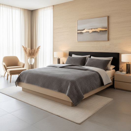 Ensemble courtepointe GRISE - Courtepointe Livia - $264.99! Literie-Déco et moi 