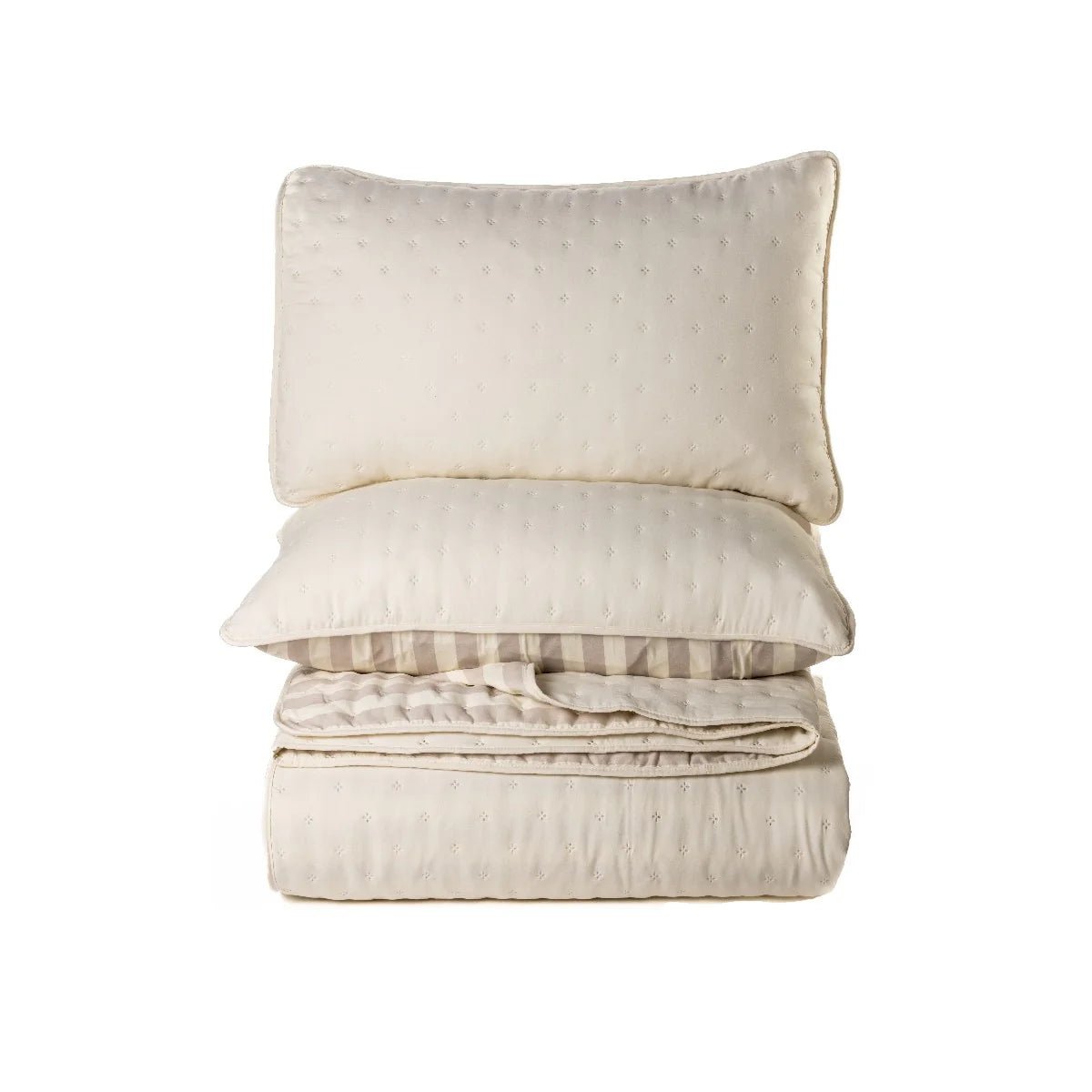 Ensemble de courtepointe unie naturel Ann - Par Brunelli - Courtepointe Brunelli - $79.99! Literie-Déco et moi 