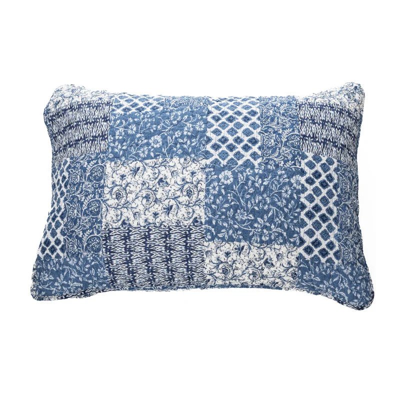Ensemble de courtepointe bleue de style patchwork Donalda- Par Brunelli - Courtepointe Brunelli - Literie-Déco et moi 