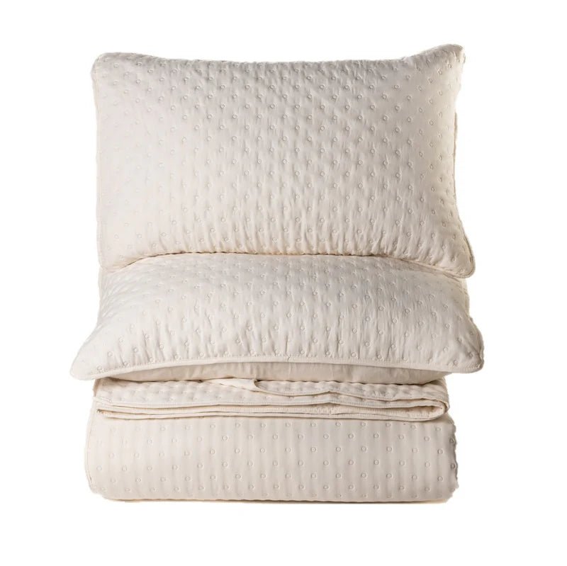 Ensemble de courtepointe crème Polka - Par Brunelli - Courtepointe Brunelli - Literie-Déco et moi 