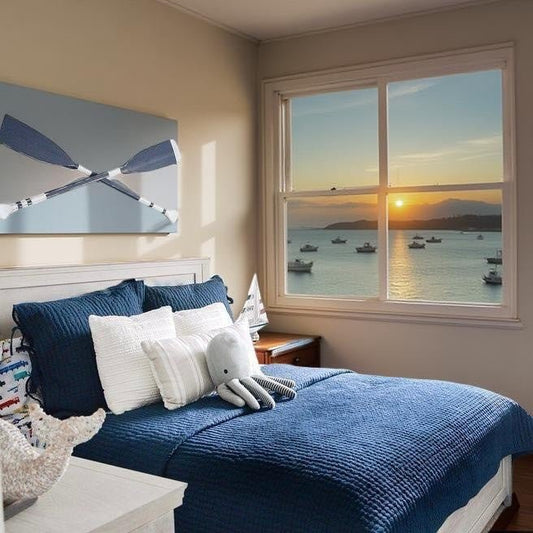 Ensemble de courtepointe GAUFRÉE ( Marine ) - Literie - Déco et moi