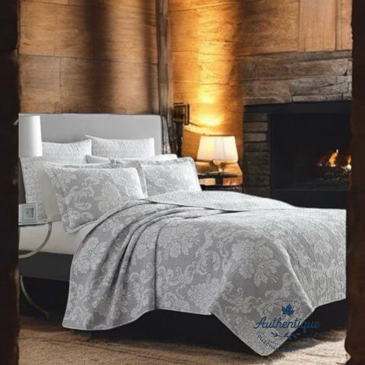 Ensemble de courtepointe grise LUNA - Literie - Déco et moi