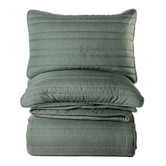Ensemble de courtepointe piquée vert sauge Dumpling - Par Brunelli - Courtepointe Brunelli - $109.99! Literie-Déco et moi 