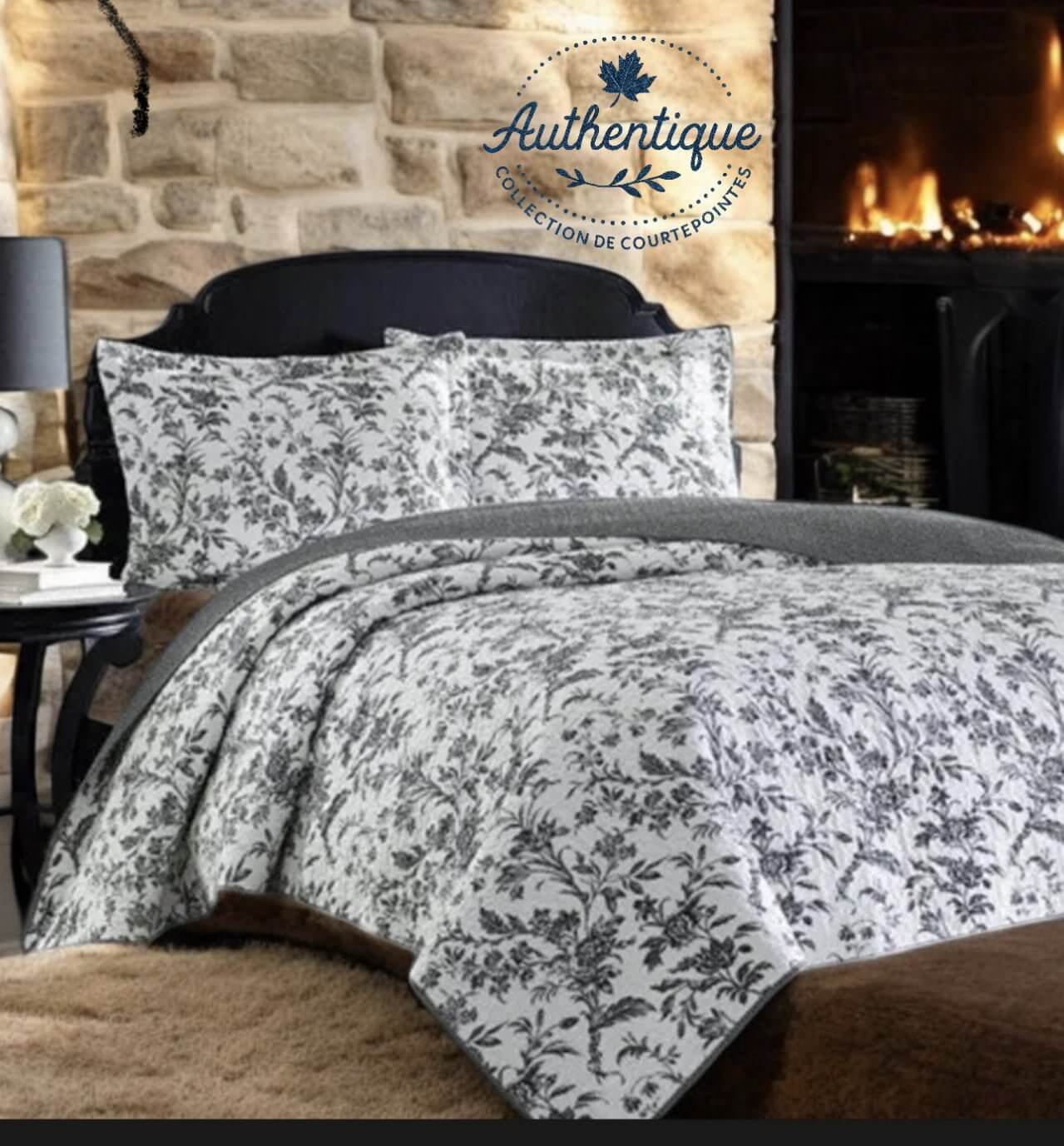 Ensemble de courtepointe réversible LISA ( Noir ) - Courtepointe Literie-Deco & moi - $199.99! Literie-Déco et moi 