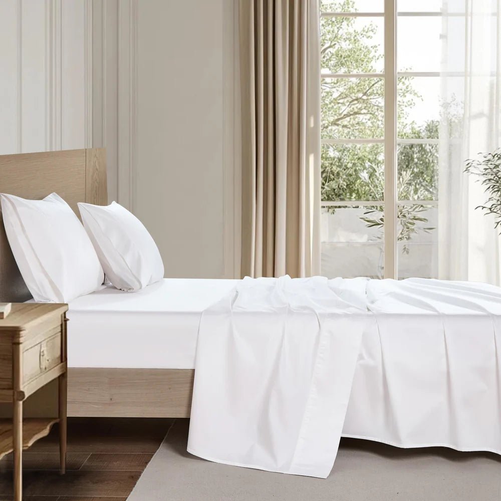 Ensemble de draps en coton biologique , 500 fils ( Blanc ) - Draps Literie & Déco et moi - Literie-Déco et moi 