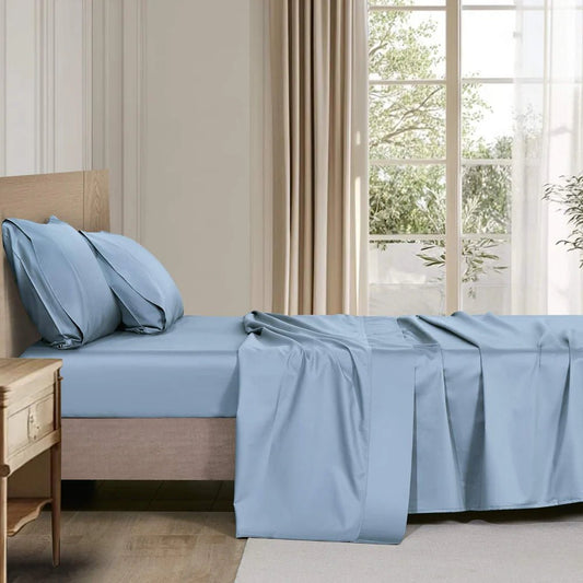 Ensemble de draps en coton biologique , 500 fils ( Bleu Azur ) - Draps Literie & Déco et moi - $229.99! Literie-Déco et moi 