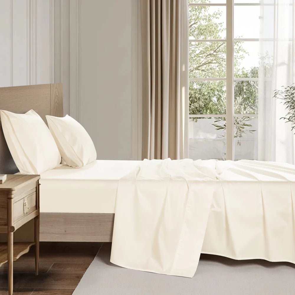 Ensemble de draps en coton biologique , 500 fils ( Crème ) - Draps Literie & Déco et moi - Literie-Déco et moi 