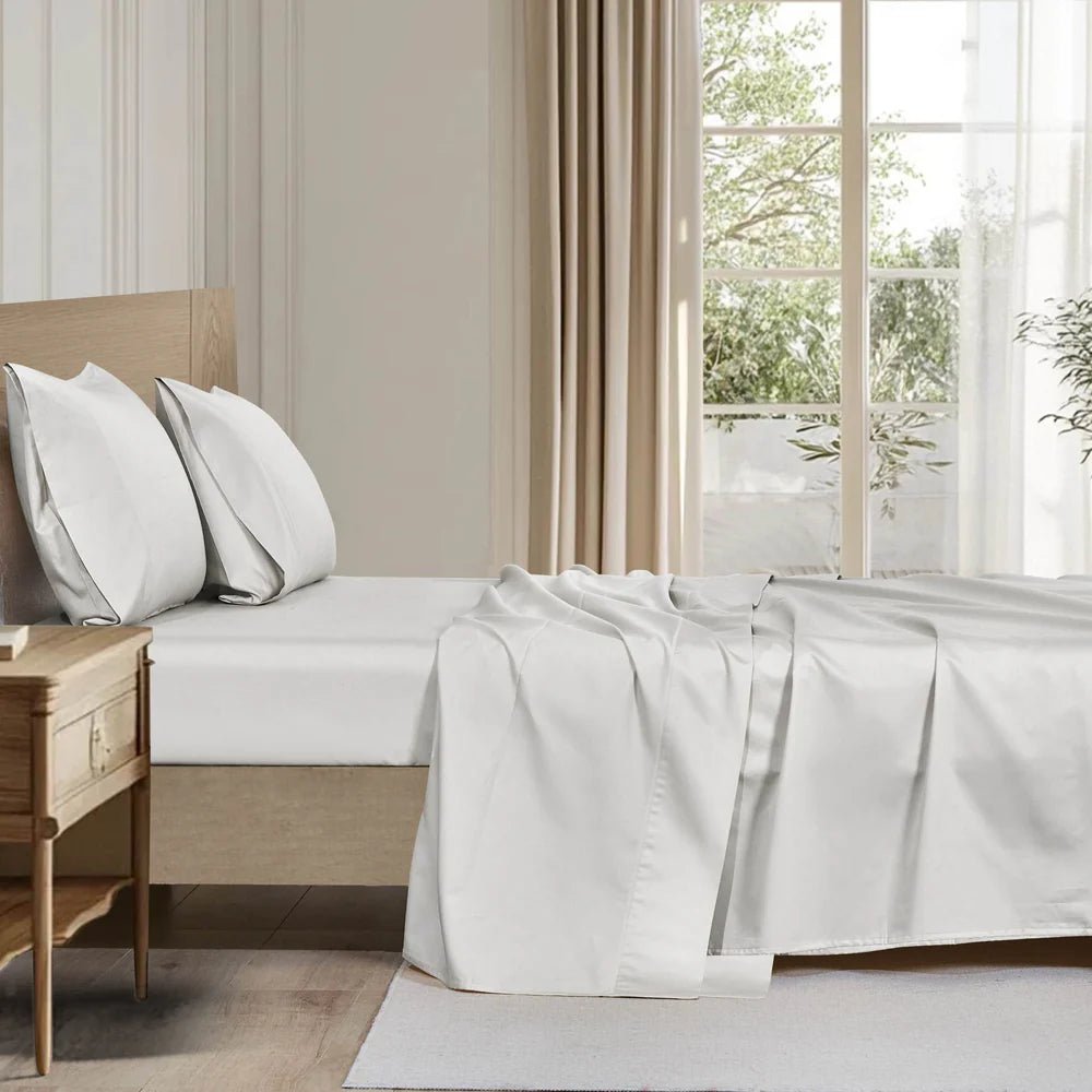 Ensemble de draps en coton biologique , 500 fils ( Gris ) - Draps Literie & Déco et moi - Literie-Déco et moi 