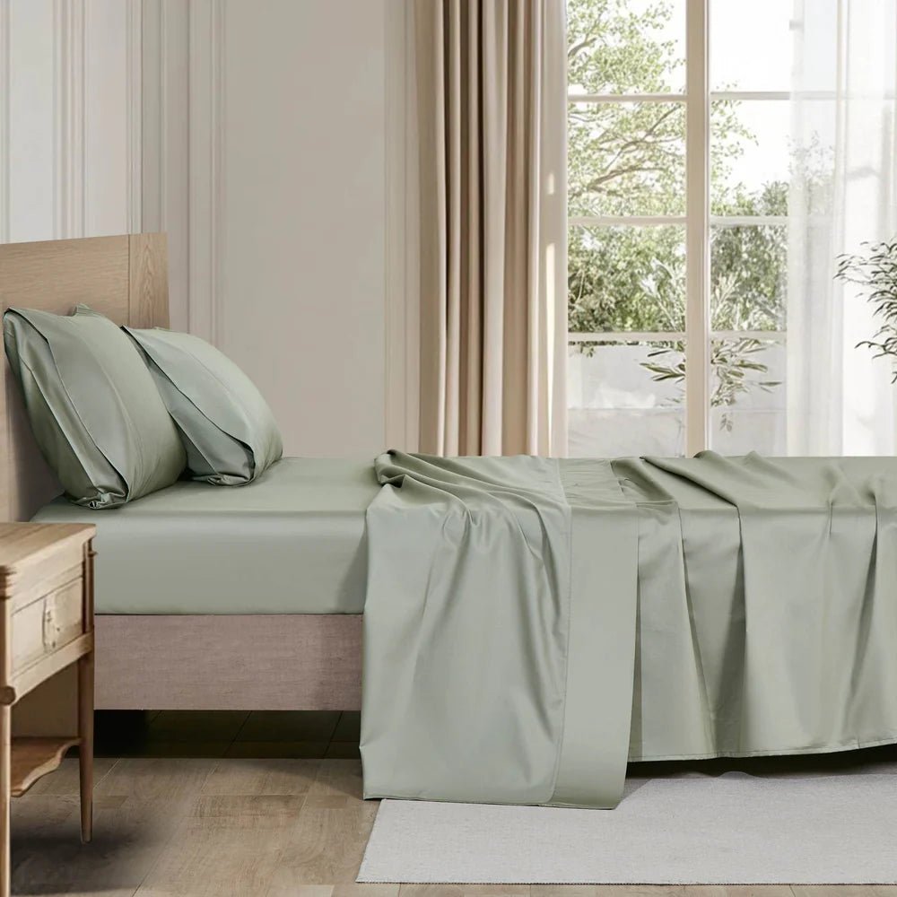 Ensemble de draps en coton biologique , 500 fils ( Vert ) - Draps Literie & Déco et moi - Literie-Déco et moi 
