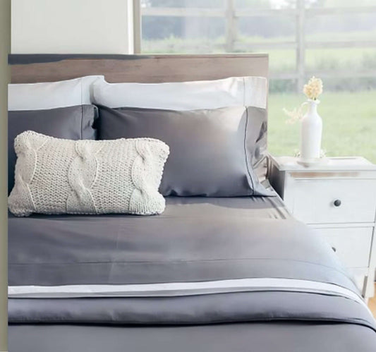 Ensemble de draps en coton égyptien (300 fils) -Gris Charcoal - Draps Literie & Déco et moi - Literie-Déco et moi 