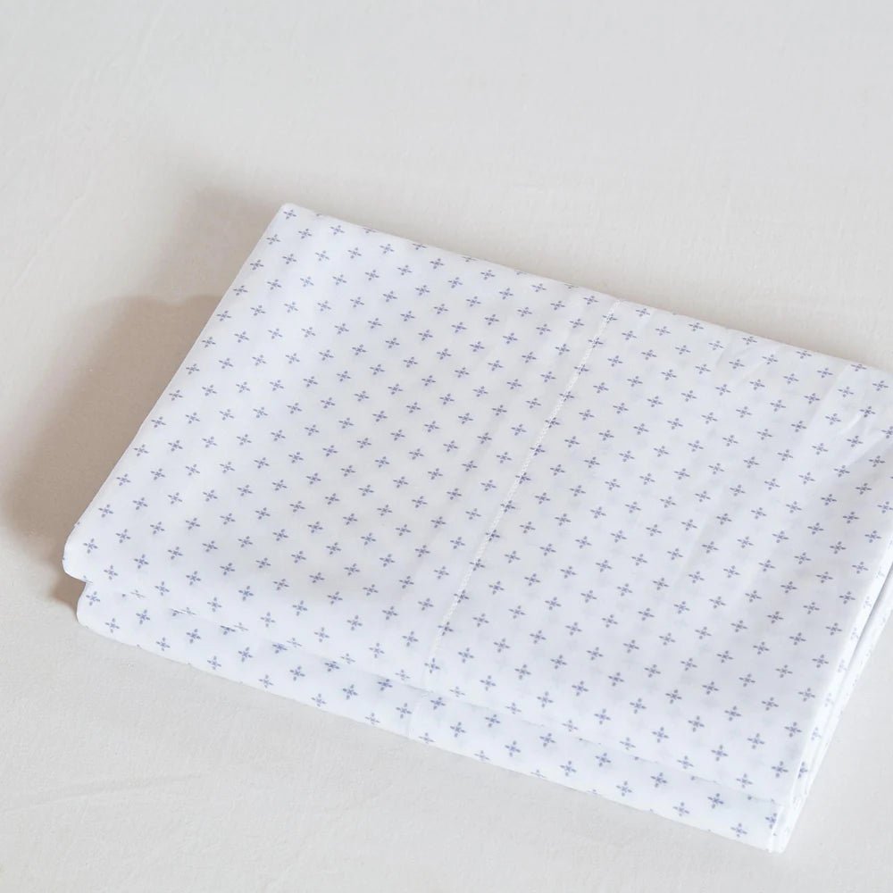 Ensemble de draps en coton motifs de croix ( Gris-bleu ) - Draps Literie & Déco et moi - $159.99! Literie-Déco et moi 