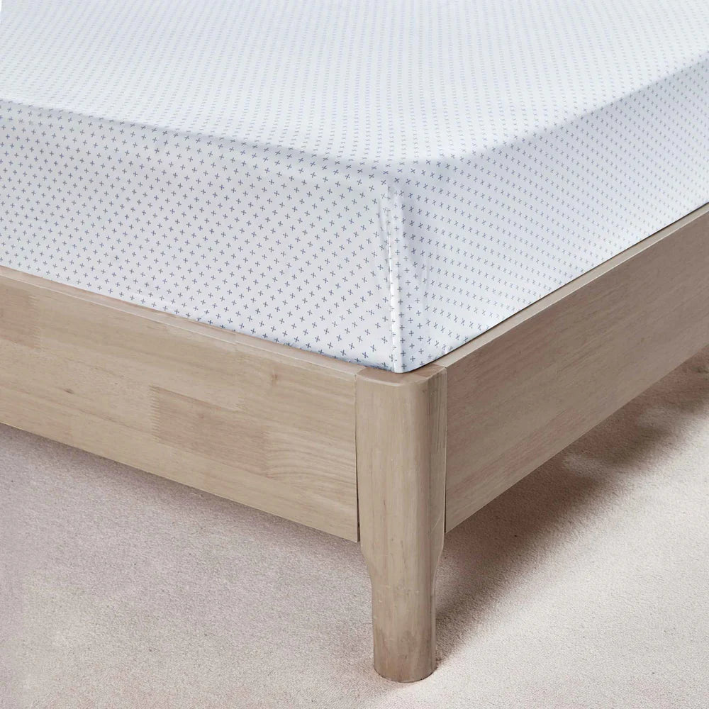 Ensemble de draps en coton motifs de croix ( Gris-bleu ) - Draps Literie & Déco et moi - $159.99! Literie-Déco et moi 