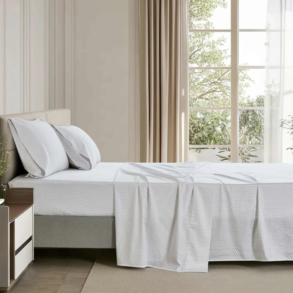 Ensemble de draps en coton motifs de croix ( Gris-bleu ) - Draps Literie & Déco et moi - $159.99! Literie-Déco et moi 