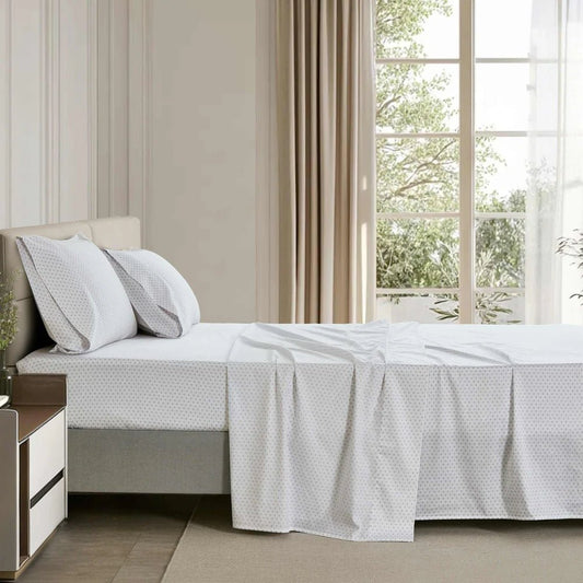 Ensemble de draps en coton motifs de croix ( Gris-bleu ) - Draps Literie & Déco et moi - Literie-Déco et moi 