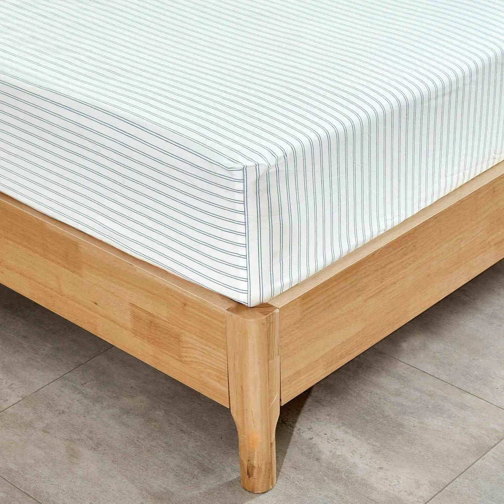 Ensemble de draps en coton VALE  ( Rayé bleu et crème) - Draps Literie & Déco et moi - Literie-Déco et moi 