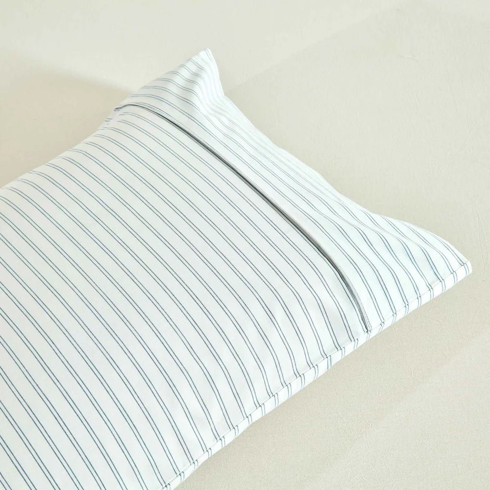 Ensemble de draps en coton VALE  ( Rayé bleu et crème) - Draps Literie & Déco et moi - Literie-Déco et moi 