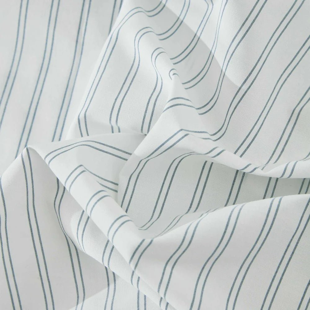 Ensemble de draps en coton VALE  ( Rayé bleu et crème) - Draps Literie & Déco et moi - Literie-Déco et moi 