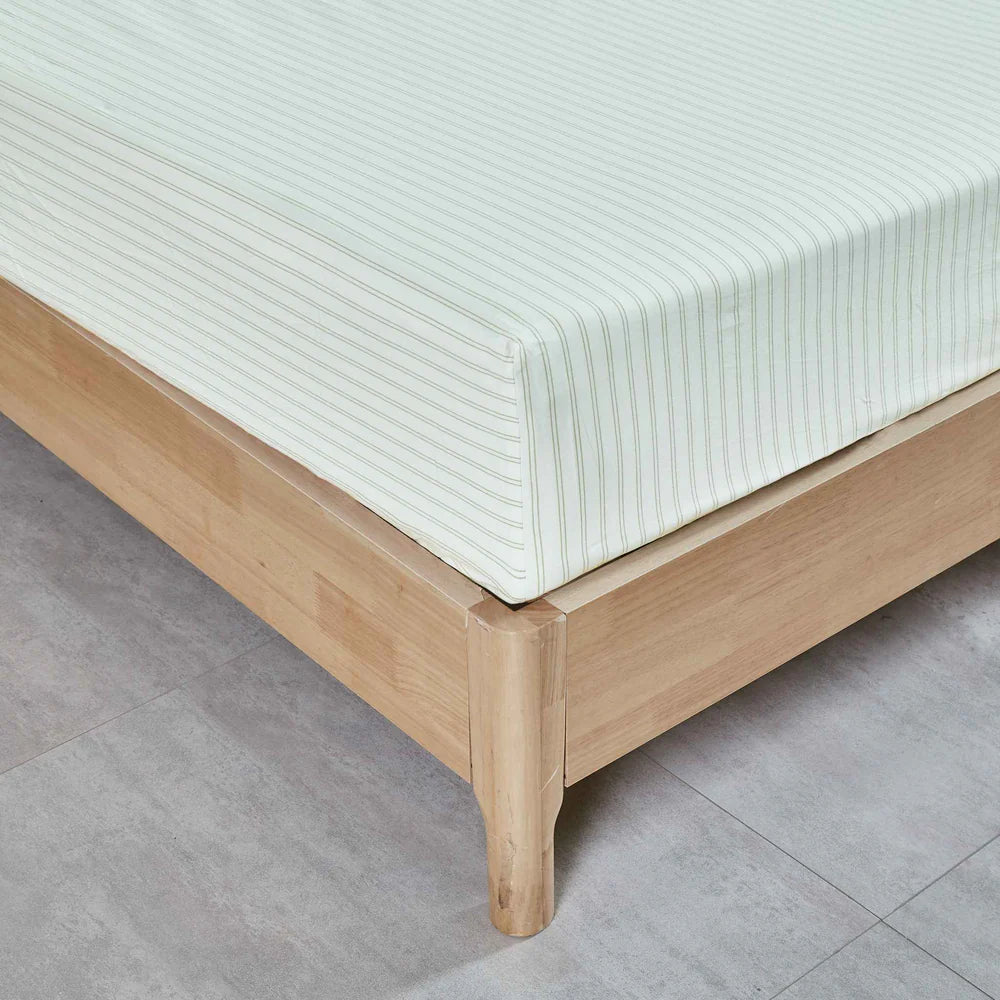 Ensemble de draps en coton VALE  ( Rayé vert sauge et crème ) - Draps Literie & Déco et moi - $129.99! Literie-Déco et moi 