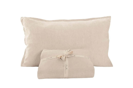 Ensemble de draps en lin naturel LINEN ( Par Brunelli ) Draps  ,disponible chez Literie-Déco et moi 