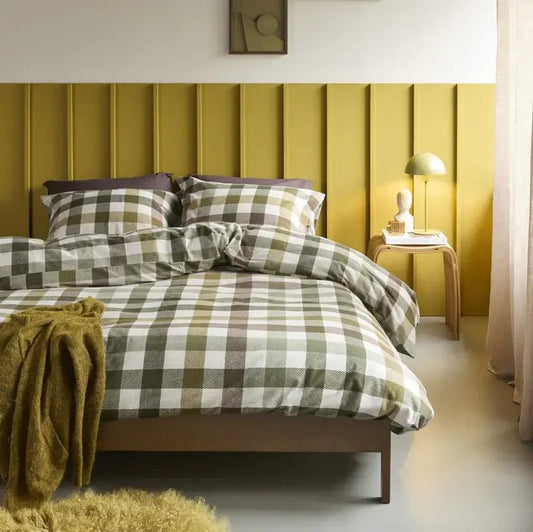 Ensemble de housse de couette à carreaux Freya   - Par Brunelli ( livraison automne 2025 ) Housse de couette  ,disponible chez Literie-Déco et moi 