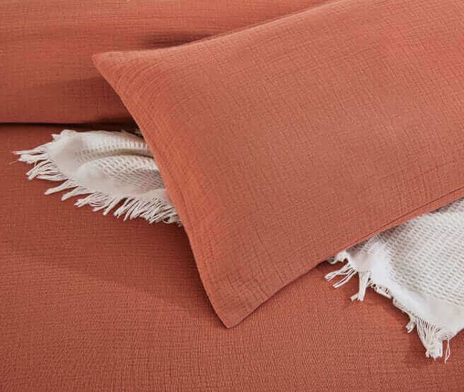 Ensemble de housse de couette CRINKLE ( Terracotta ) - Housse de couette Daniadown - Literie-Déco et moi 