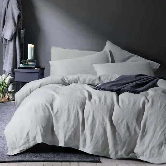 Ensemble de housse de couette en 100% lin français gris ( Quarry Linen ) - Housse de couette Daniadown - $384.99! Literie-Déco et moi